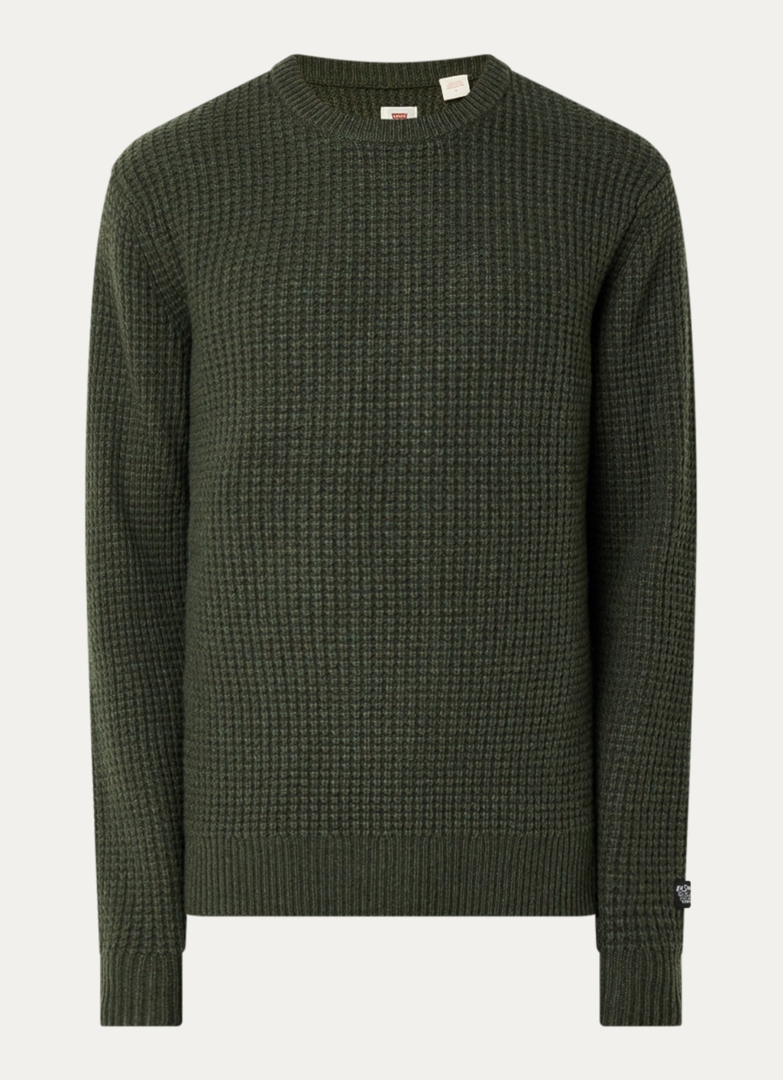Levi's Presidio grofgebreide trui in wolblend - voorkant bronsgroen