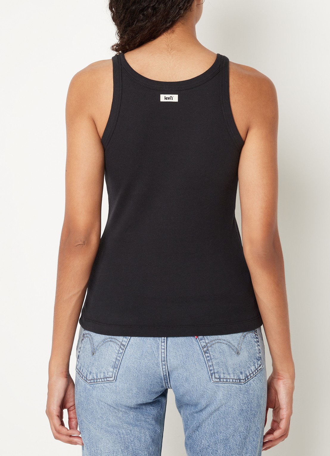 Levi's Racer tanktop met ribstructuur - achterkant zwart