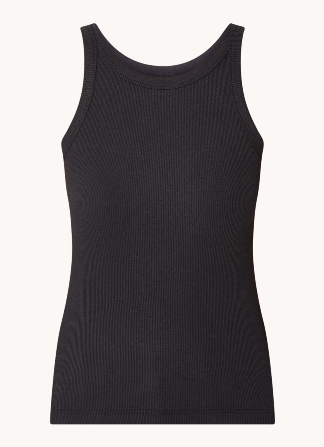 Levi's Racer tanktop met ribstructuur - voorkant 2 zwart