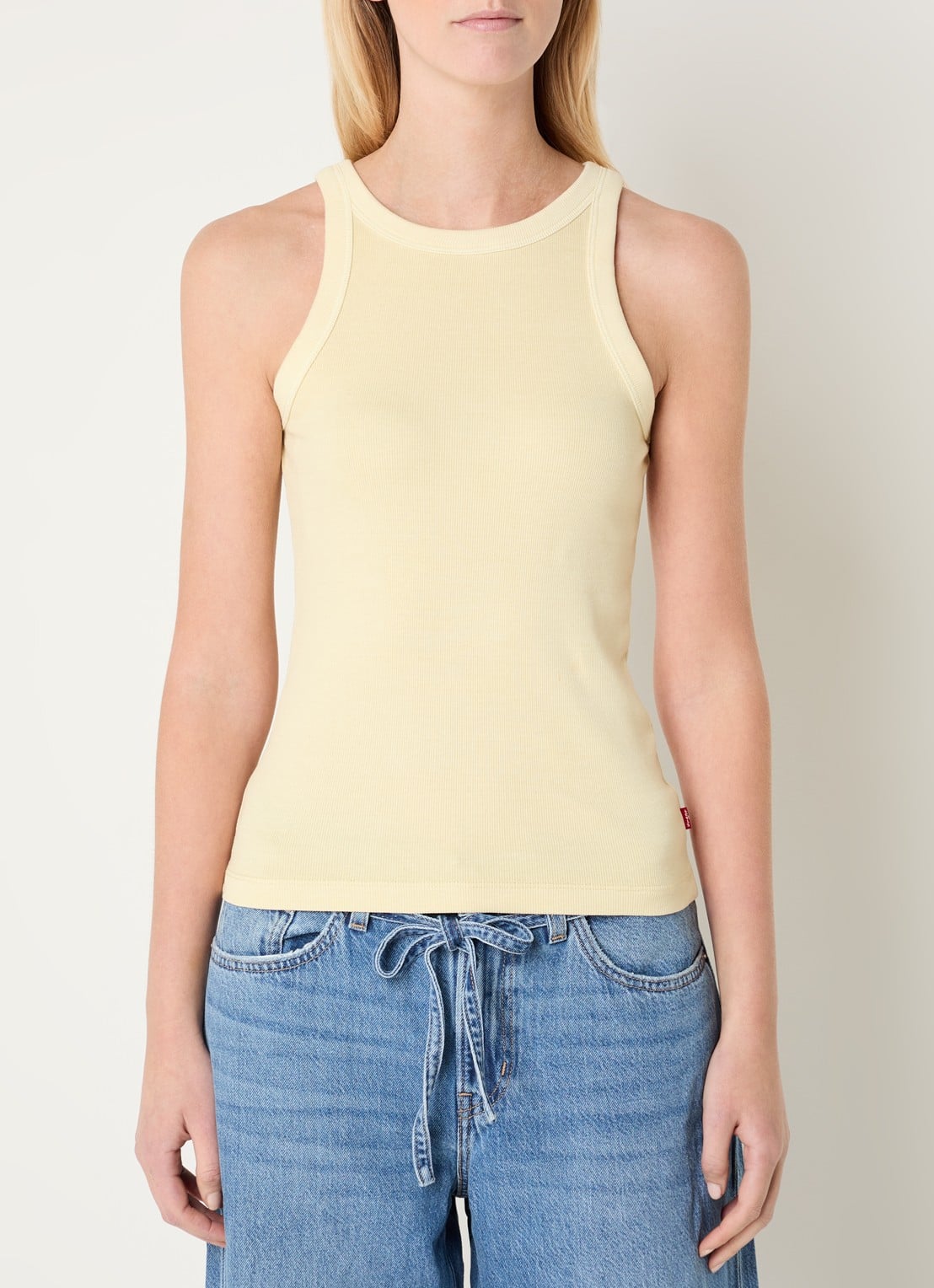 Levi's Racer tanktop met ronde hals - detail 4 lichtgeel