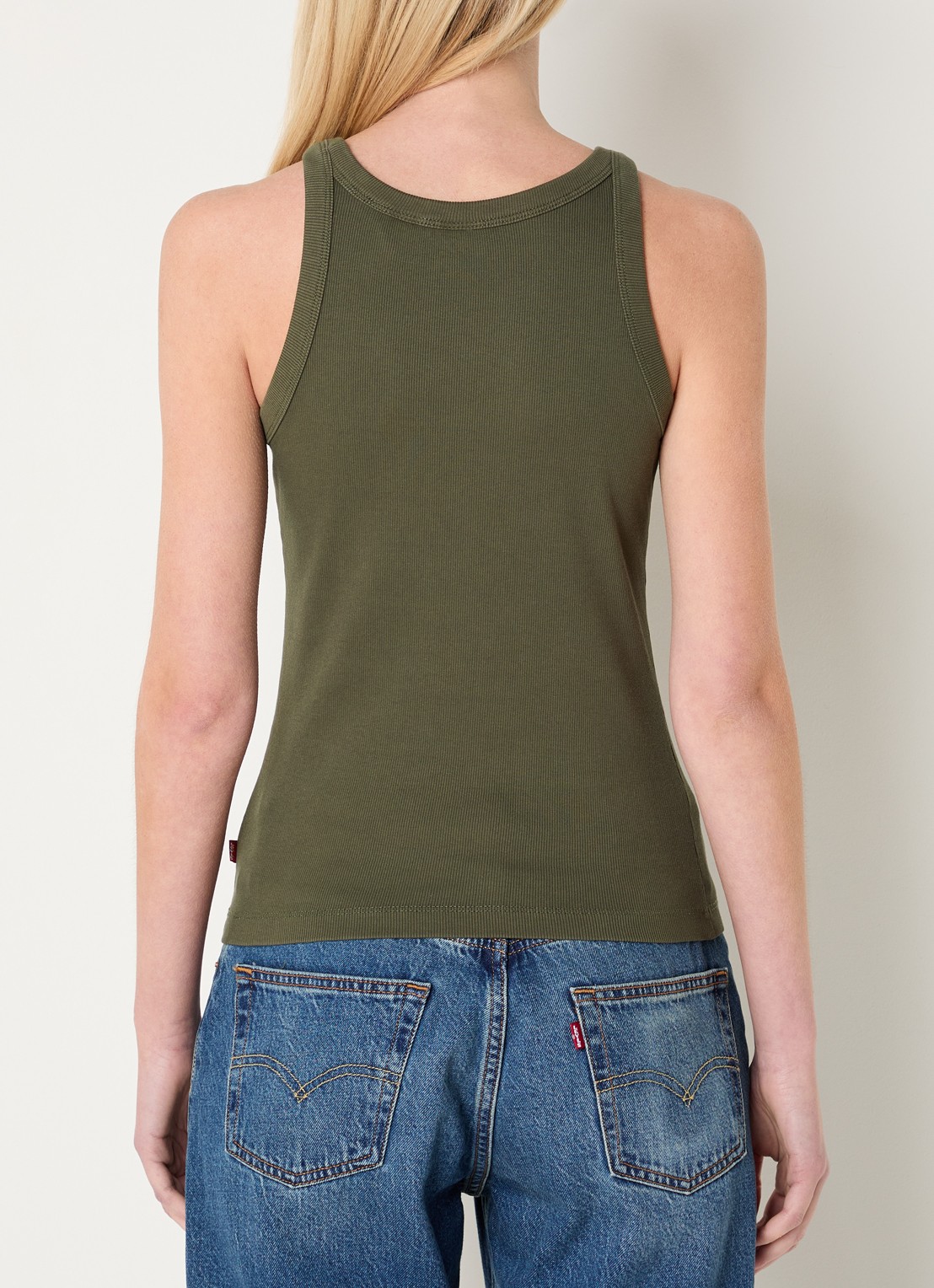 Levi's Racer tanktop met ronde hals - achterkant bronsgroen