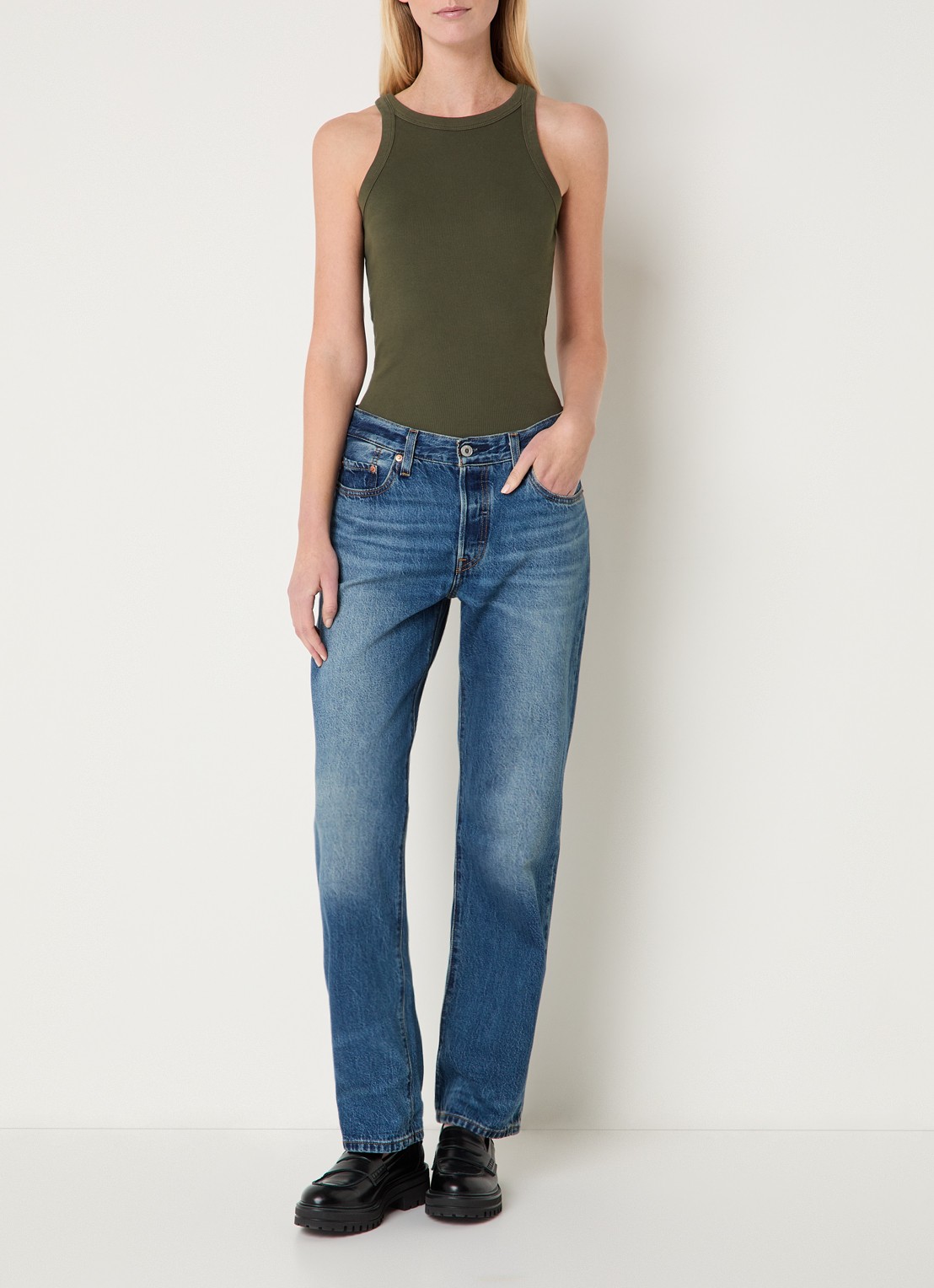 Levi's Racer tanktop met ronde hals - voorkant 3 bronsgroen