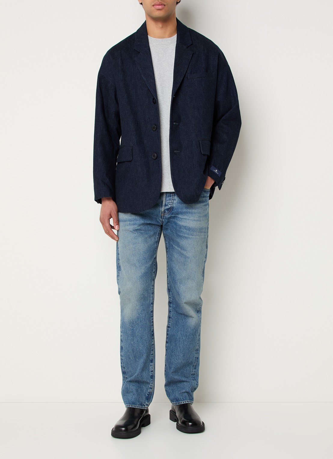 Levi's Regular fit colbert van denim met klepzakken - voorkant 4 indigo