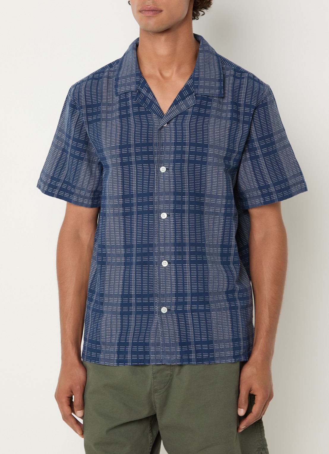 Levi's Regular fit overhemd in linnenblend met borduring - detail royalblauw