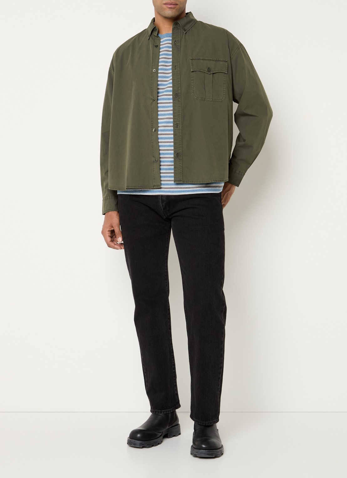 Levi's Regular fit overhemd met borstzak - voorkant 3 legergroen