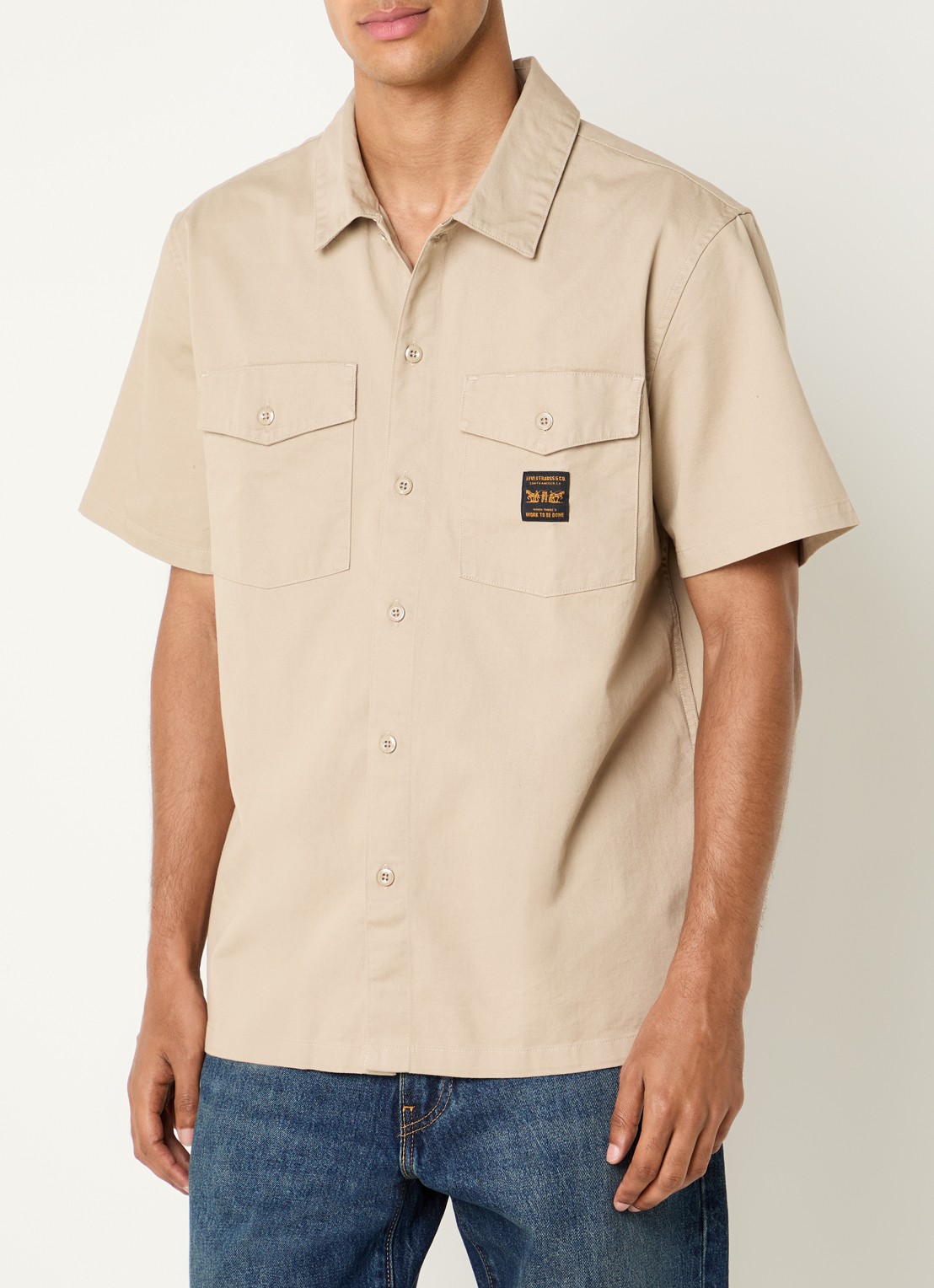 Levi's Regular fit overhemd met logo en borstzakken - detail 4 beige