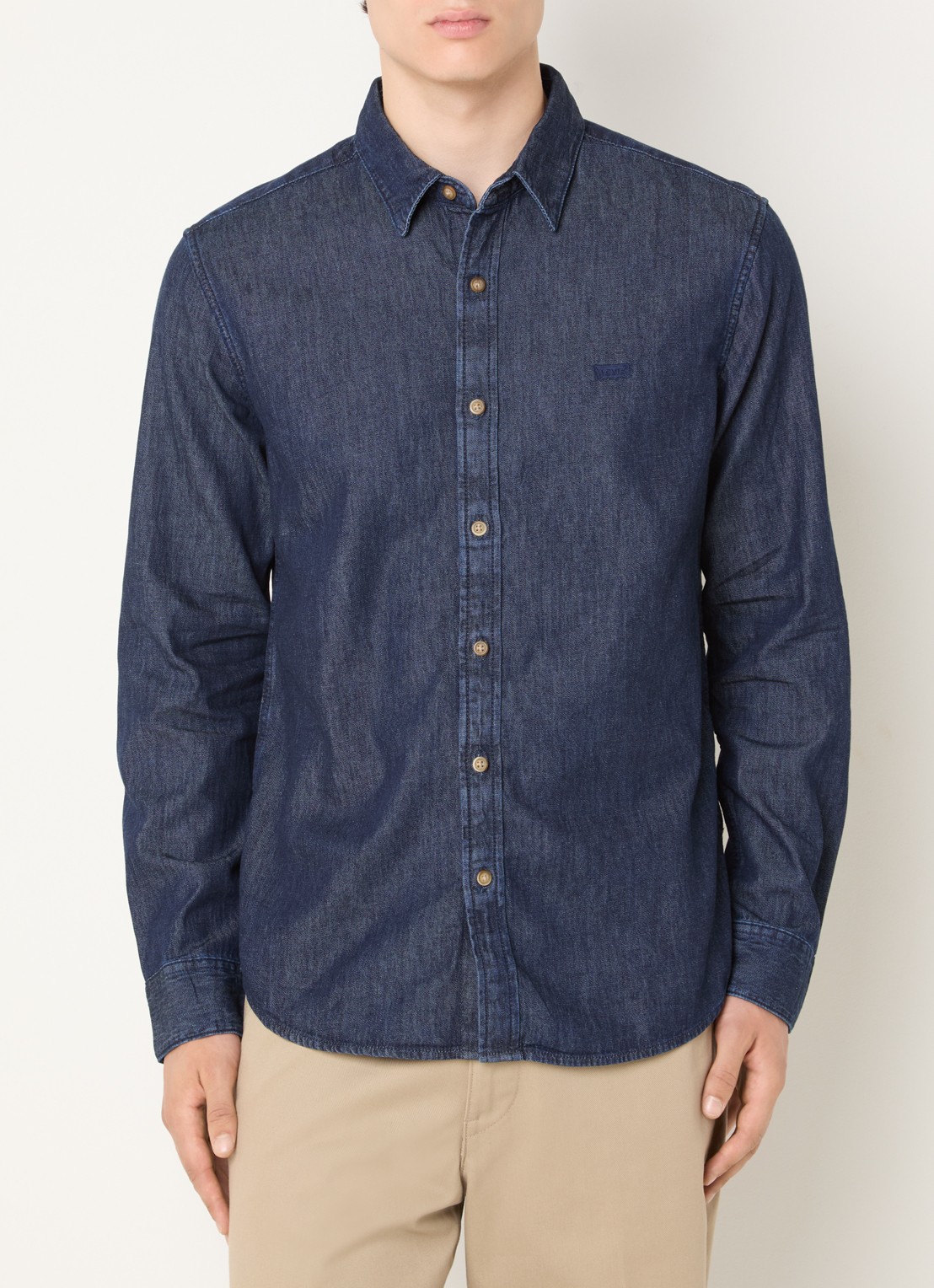 Levi's Regular fit overhemd met logoborduring - detail indigo