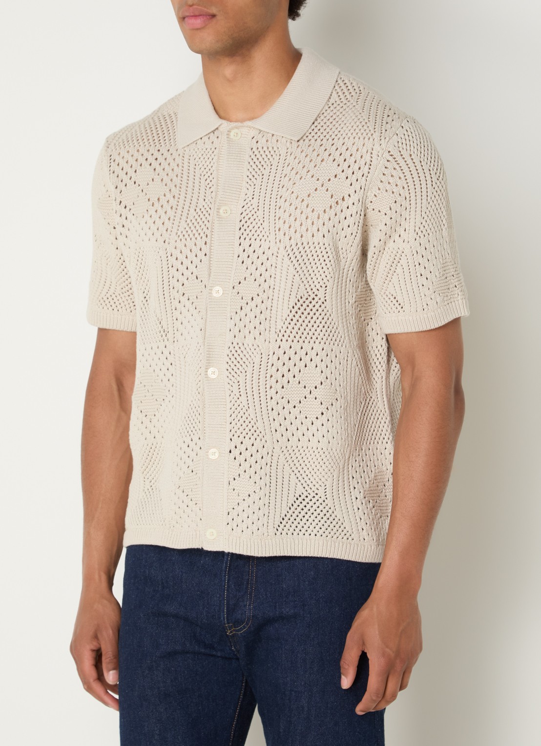 Levi's Regular fit overhemd met opengewerkt dessin - detail beige