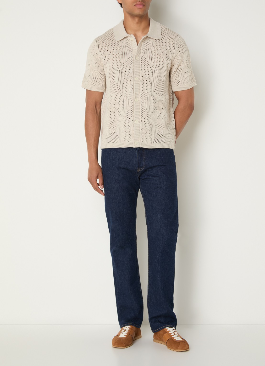 Levi's Regular fit overhemd met opengewerkt dessin - voorkant 3 beige