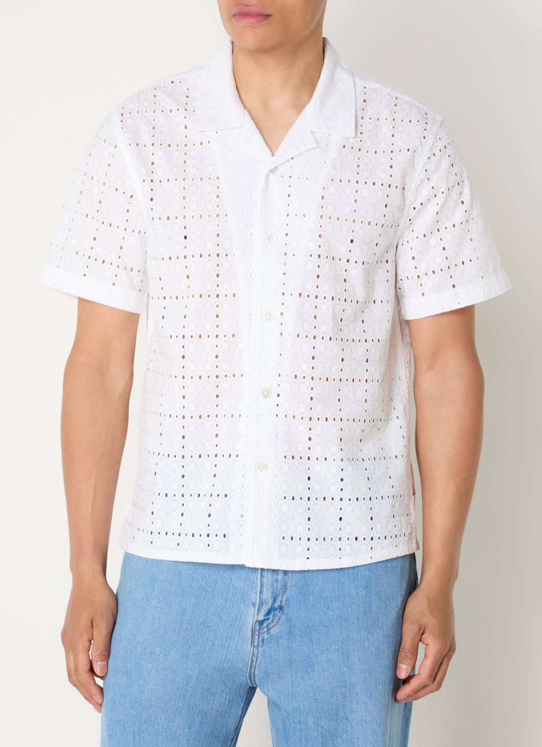 Levi's Regular fit overhemd met opengewerkt dessin - detail 3 wit