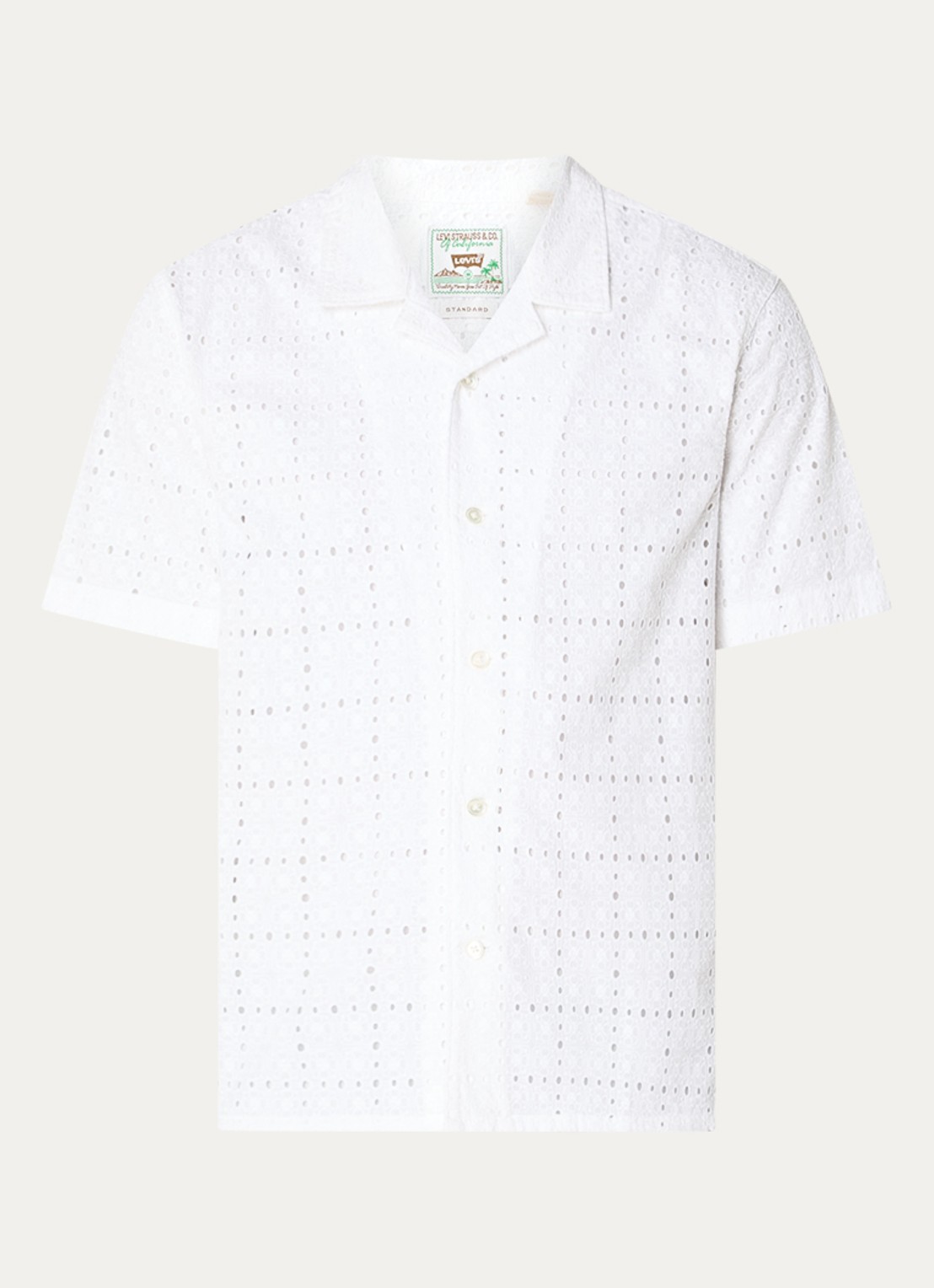Levi's Regular fit overhemd met opengewerkt dessin - voorkant wit