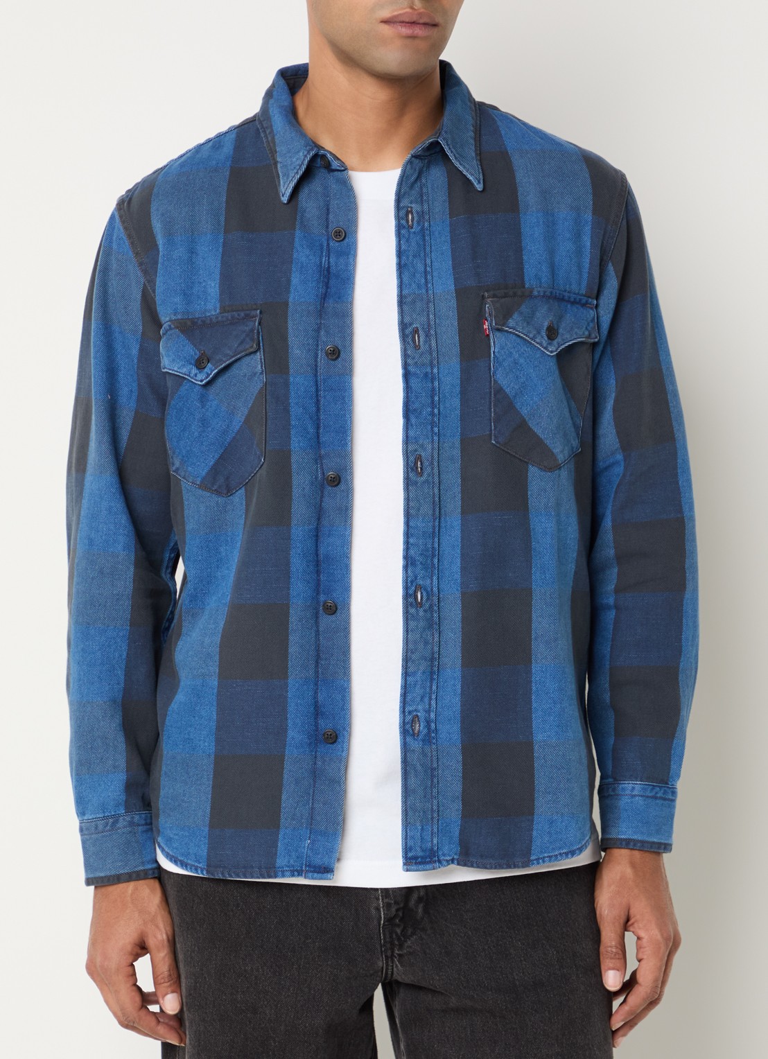 Levi's Regular fit overhemd met ruitdessin - detail donkerblauw