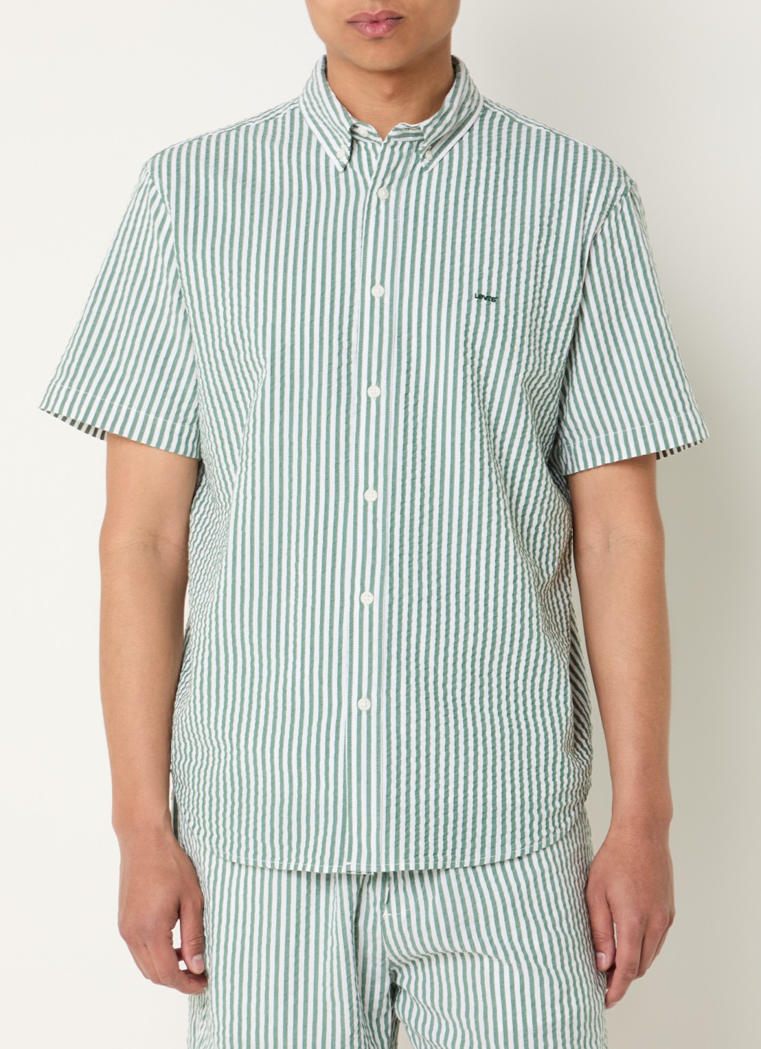 Levi's Regular fit overhemd met streepprint en logo - detail groen