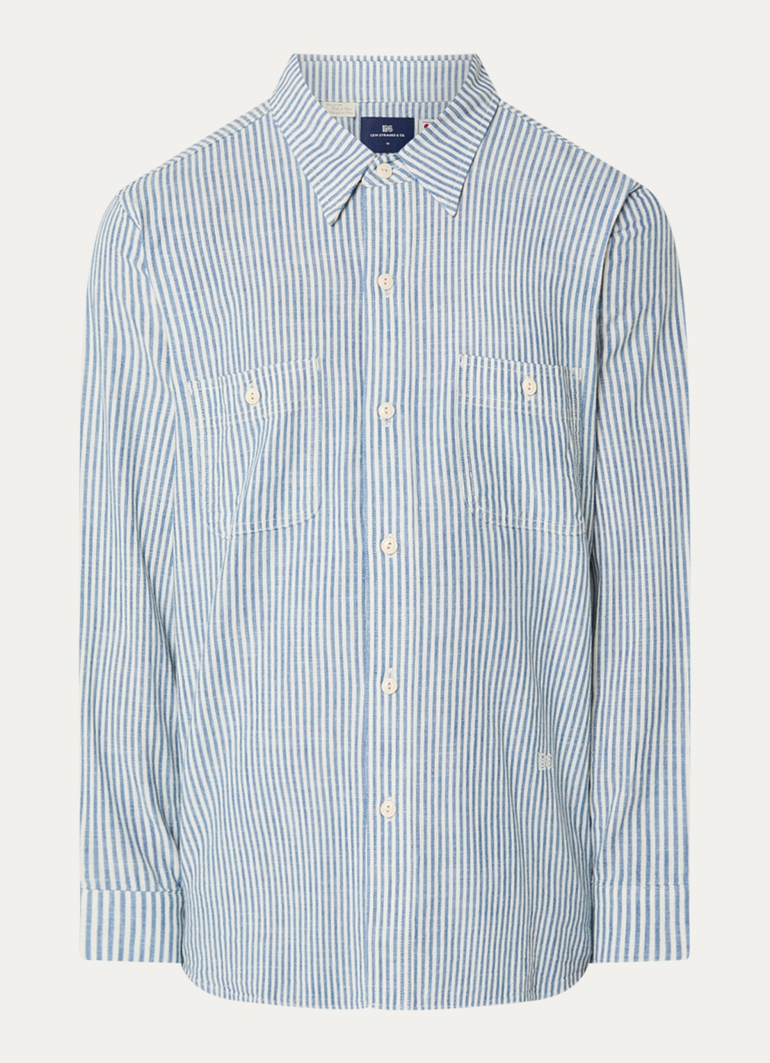 Levi's Regular fit overhemd met streepprint - voorkant 2 staalblauw