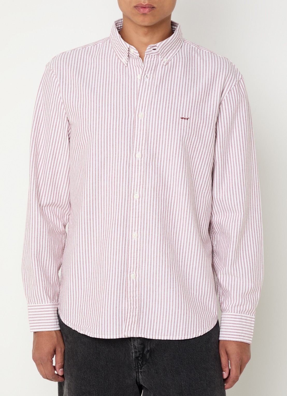 Levi's Regular fit overhemd met streepprint - detail 3 steenrood