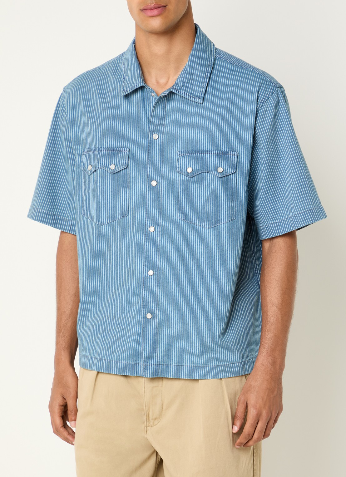 Levi's Regular fit overhemd met streepprint - detail 4 staalblauw