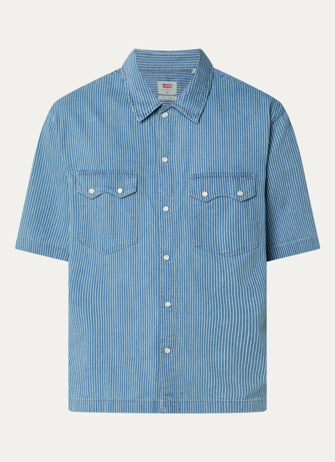 Levi's Regular fit overhemd met streepprint - voorkant 2 staalblauw