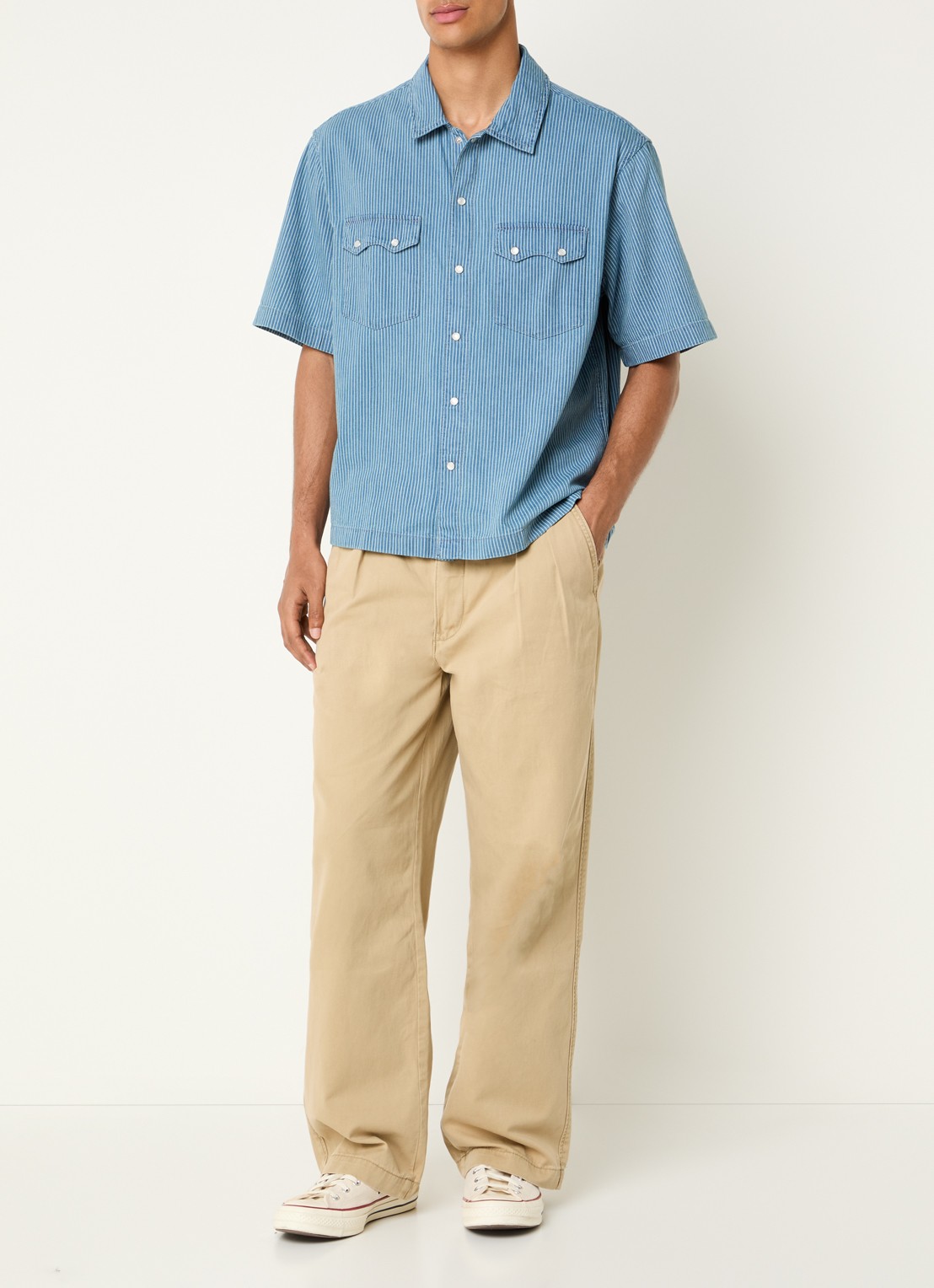 Levi's Regular fit overhemd met streepprint - voorkant 3 staalblauw