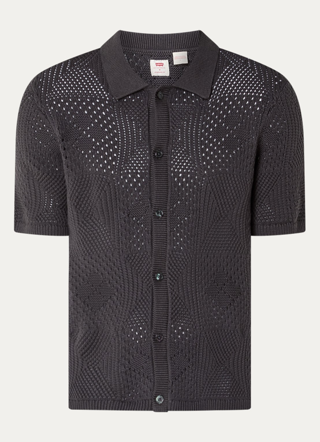 Levi's Regular fit overhemd met structuur - voorkant zwart