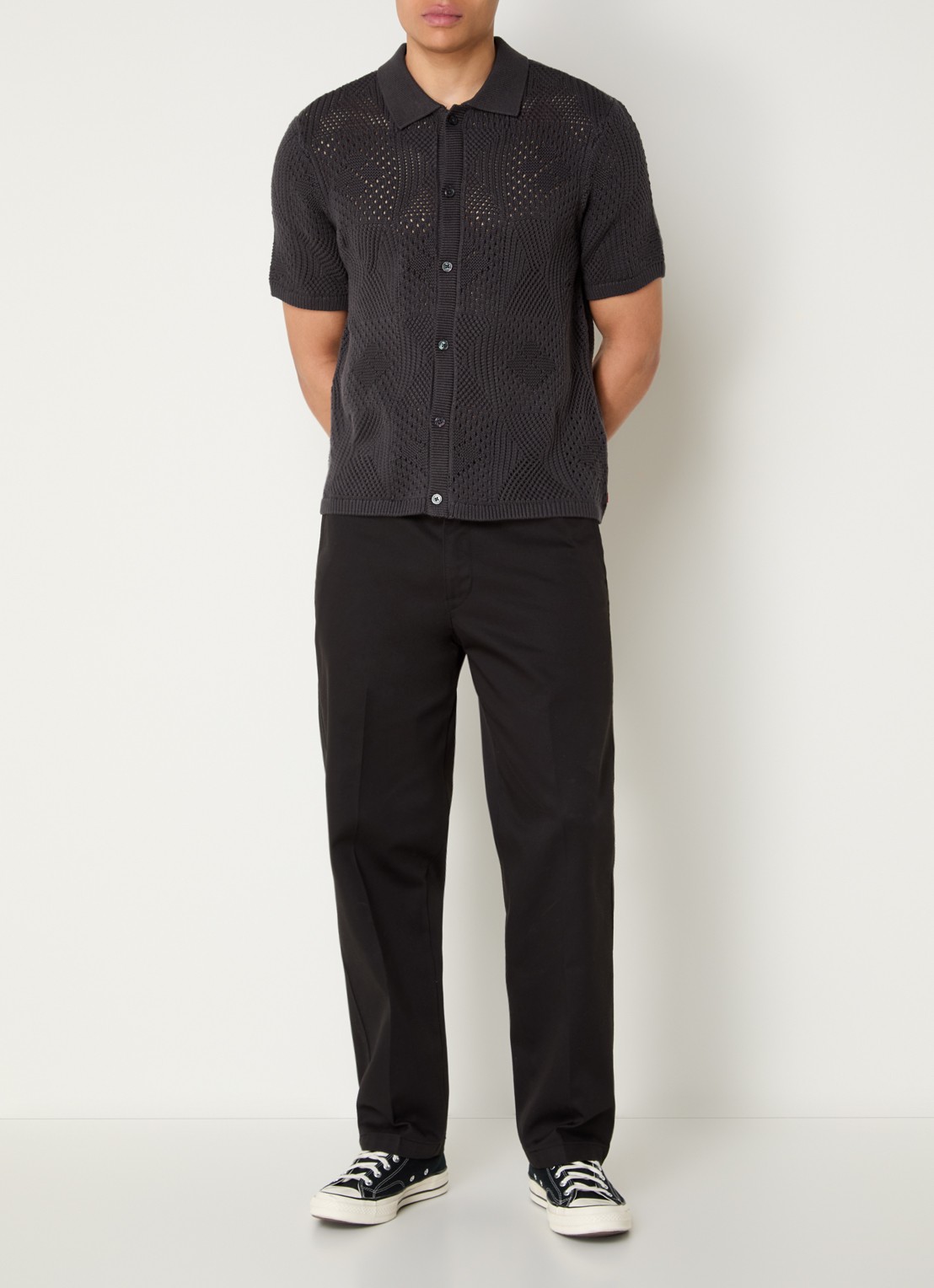 Levi's Regular fit overhemd met structuur - voorkant 2 zwart