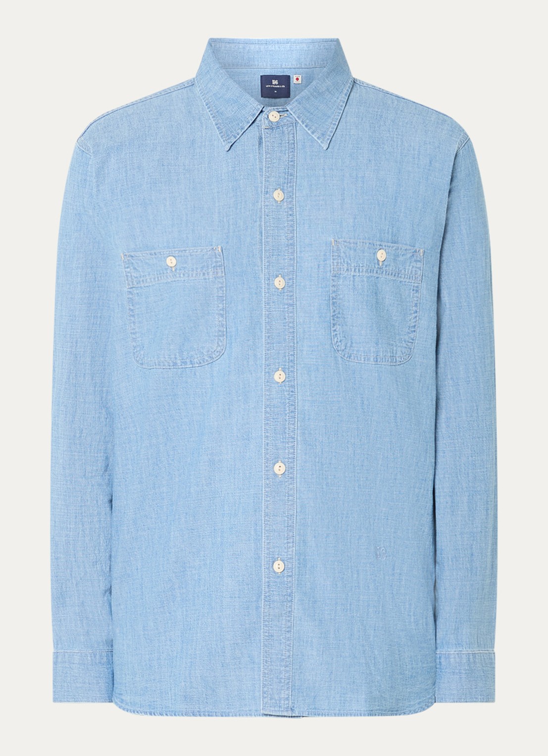 Levi's Regular fit overhemd van chambray met borstzakken - voorkant 2 lichtblauw