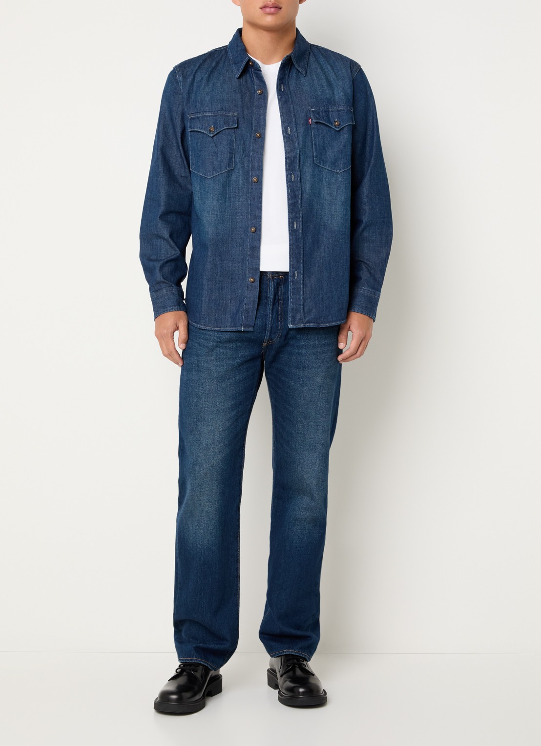 Levi's Regular fit overhemd van chambray - voorkant 3 indigo