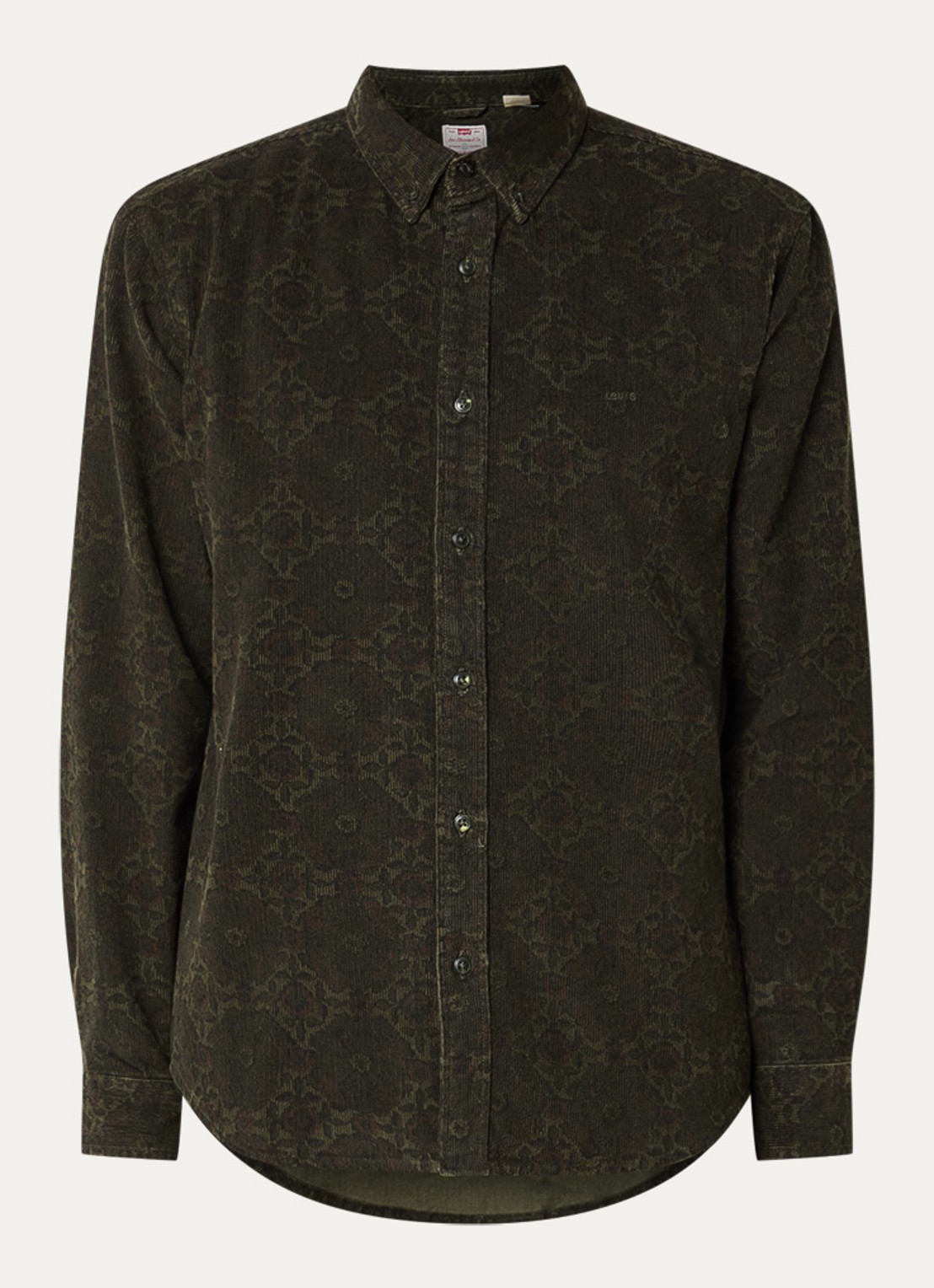 Levi's Regular fit overhemd van corduroy met print - voorkant 3 bronsgroen