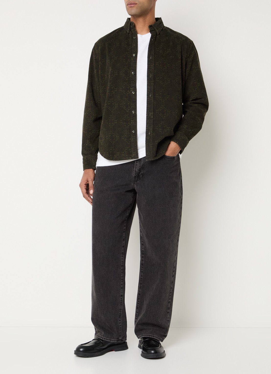 Levi's Regular fit overhemd van corduroy met print - voorkant 4 bronsgroen