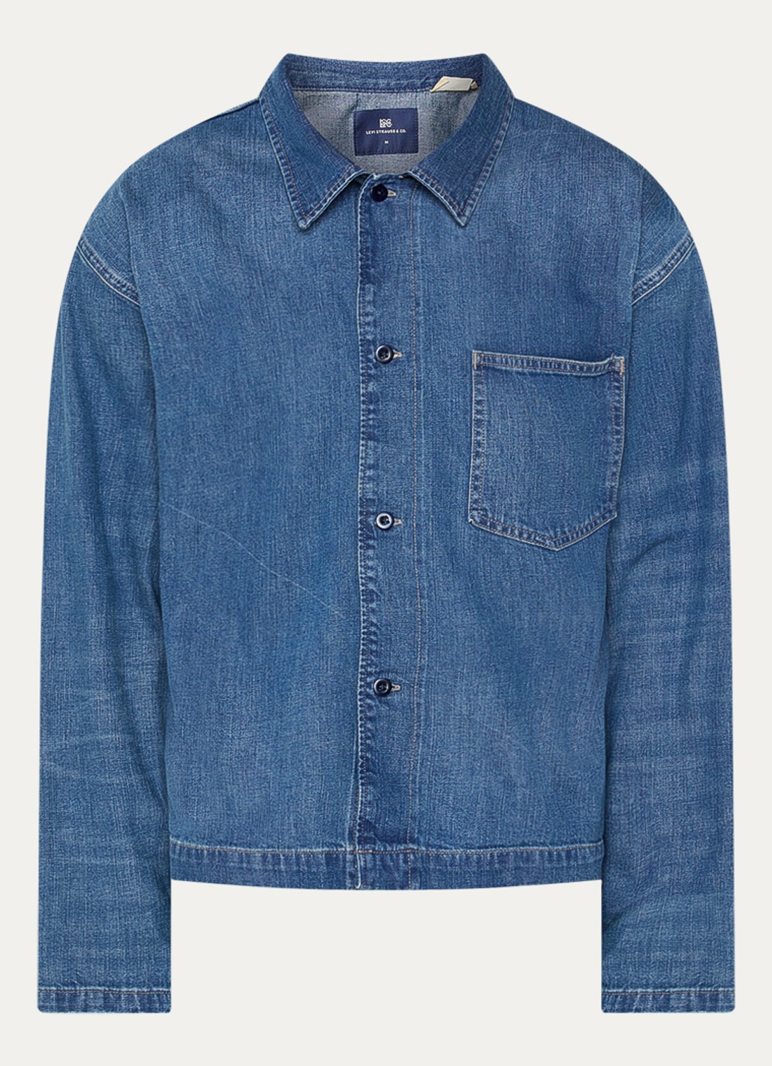 Levi's Regular fit overhemd van denim met borstzak - voorkant 2 indigo