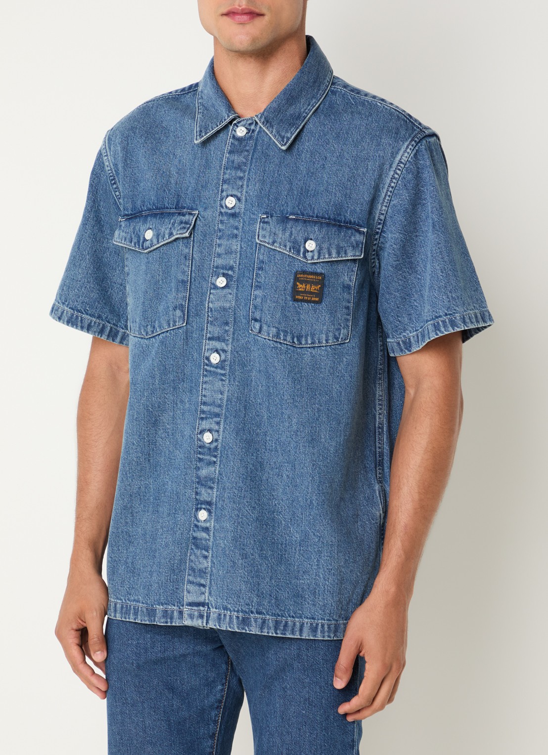 Levi's Regular fit overhemd van denim - detail indigo