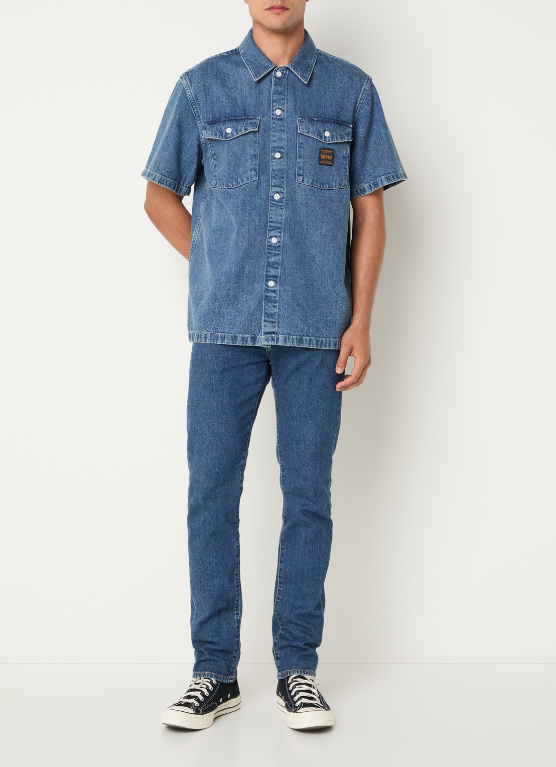 Levi's Regular fit overhemd van denim - voorkant 4 indigo