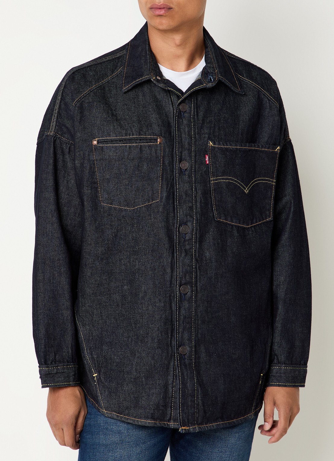 Levi's Regular fit overshirt van denim met borstzakken - detail 4 indigo