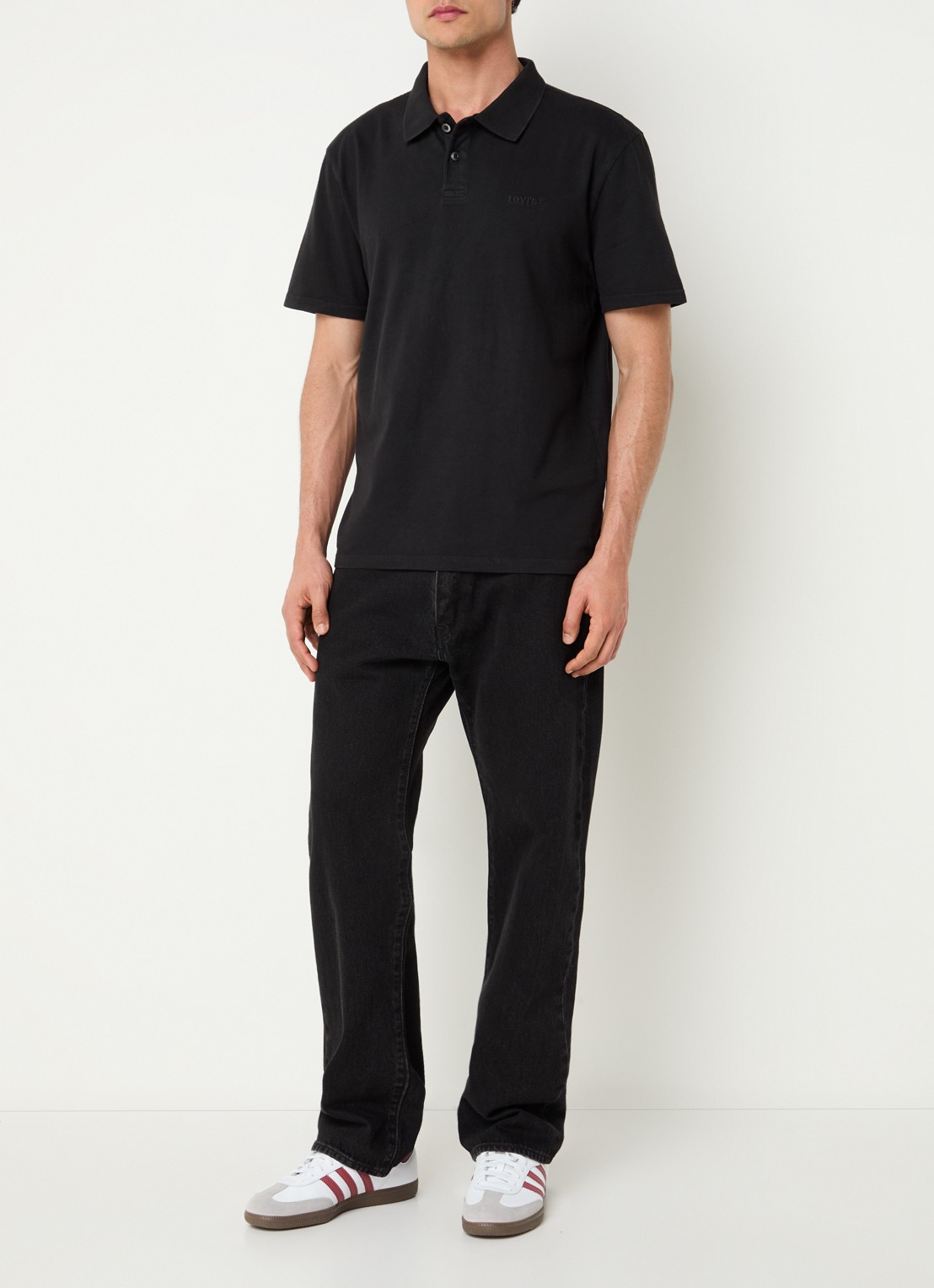 Levi's Regular fit polo met logoborduring - voorkant 4 zwart