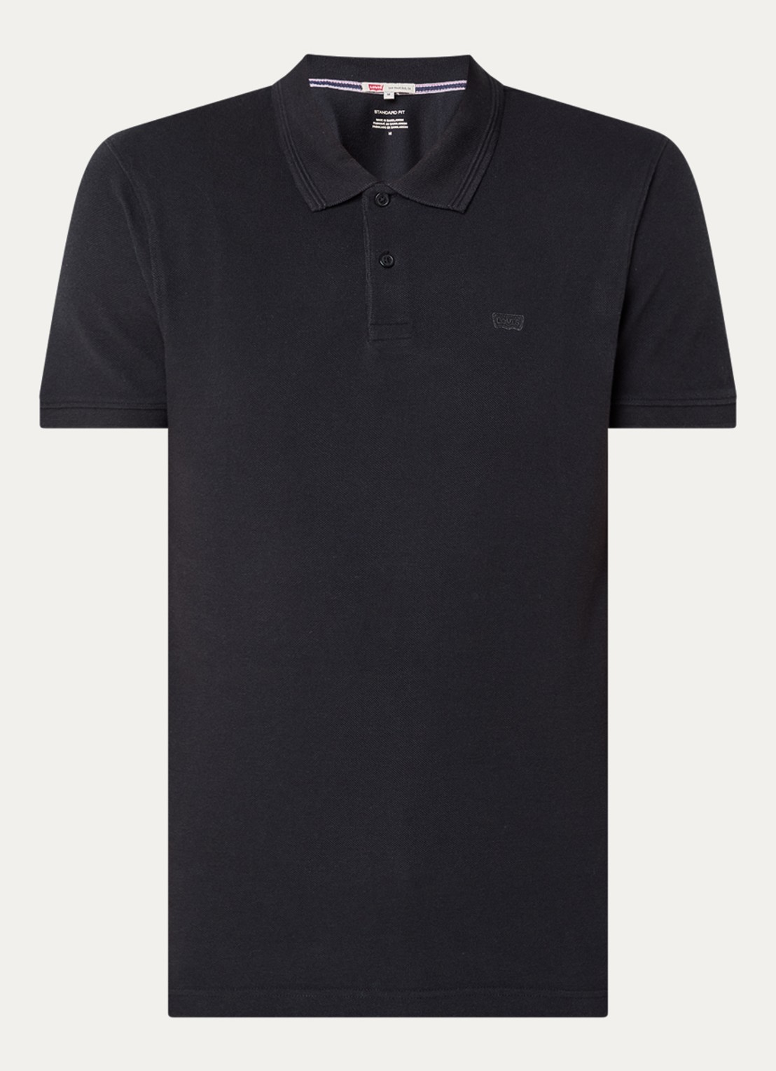 Levi's Regular fit polo met logoborduring - voorkant zwart