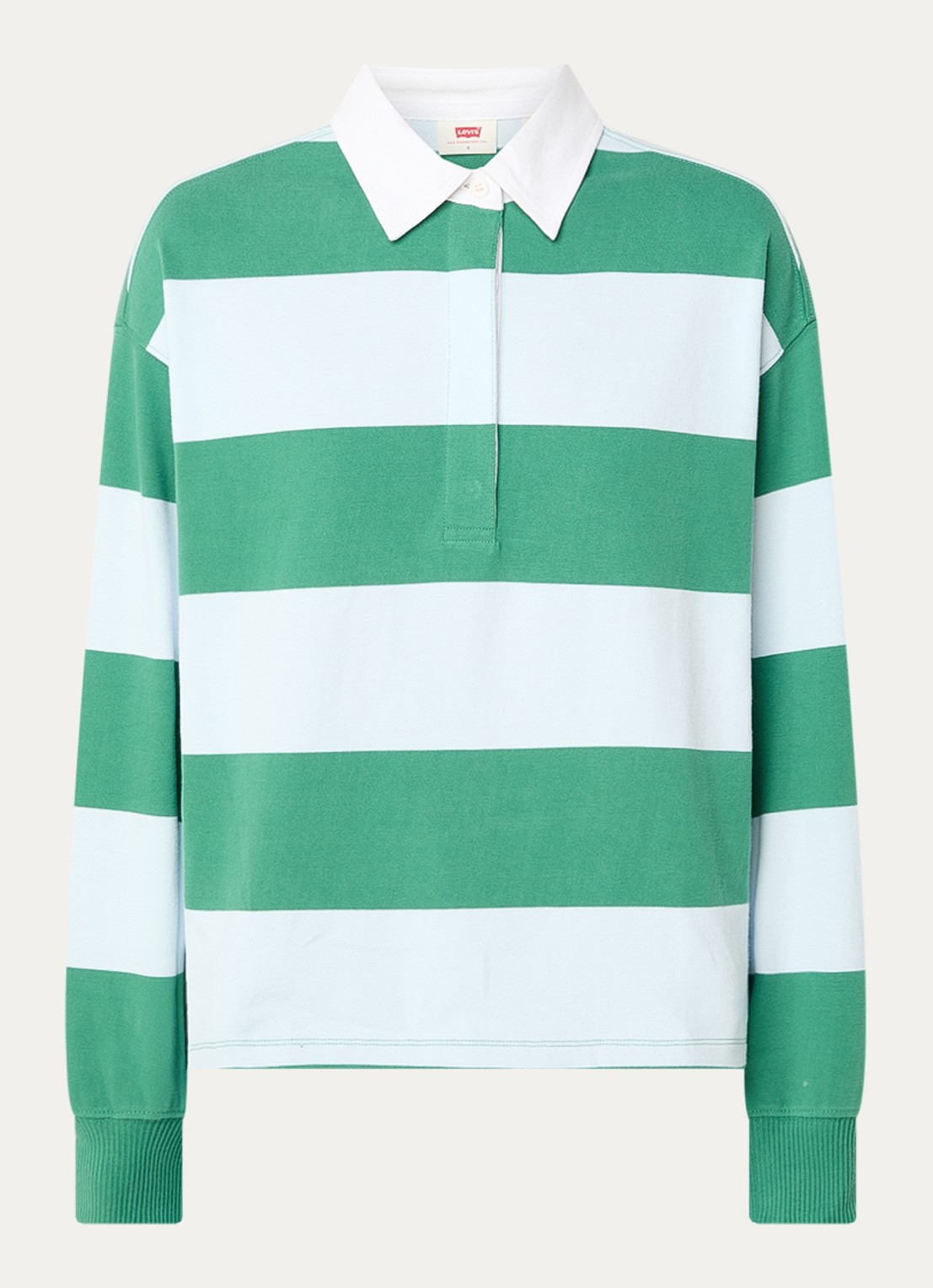 Levi's Regular fit polo met streepprint - voorkant 2 groen