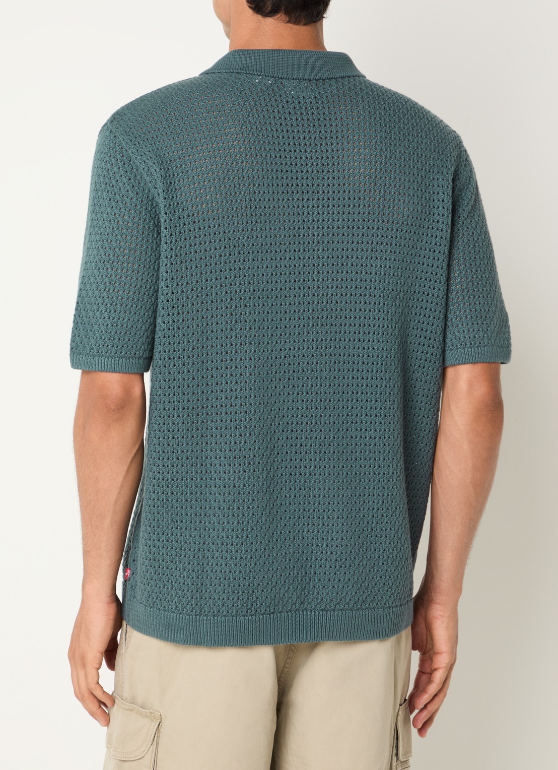 Levi's Regular fit polo met V-hals - achterkant 4 staalblauw