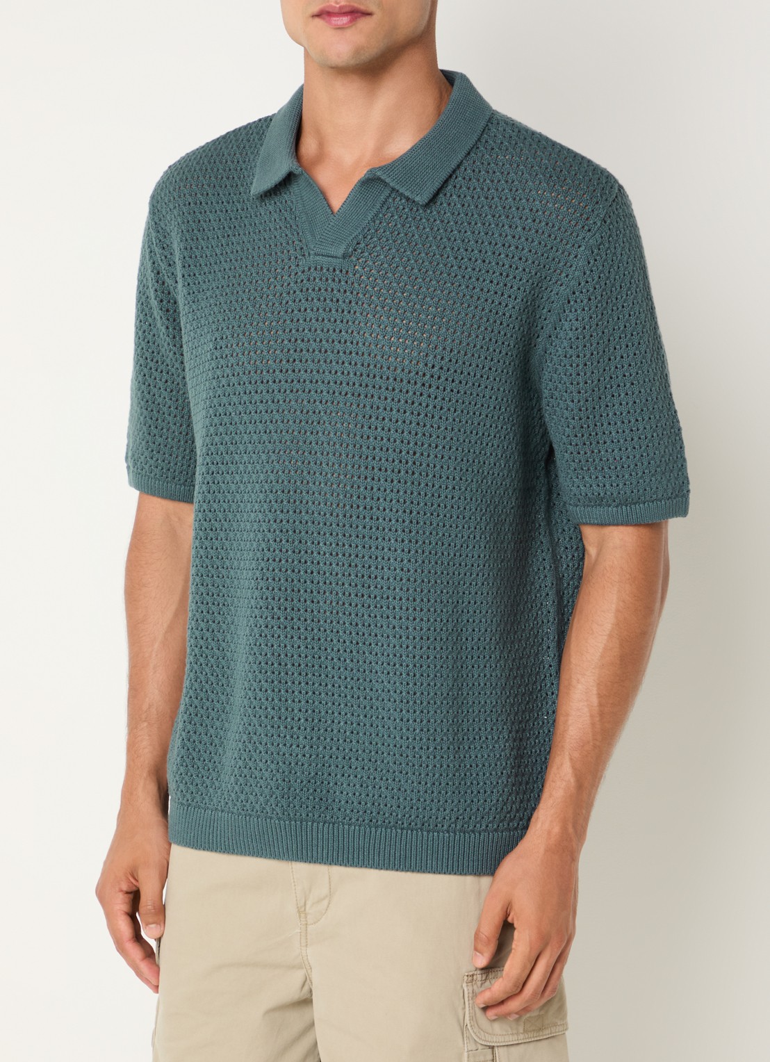 Levi's Regular fit polo met V-hals - detail 3 staalblauw