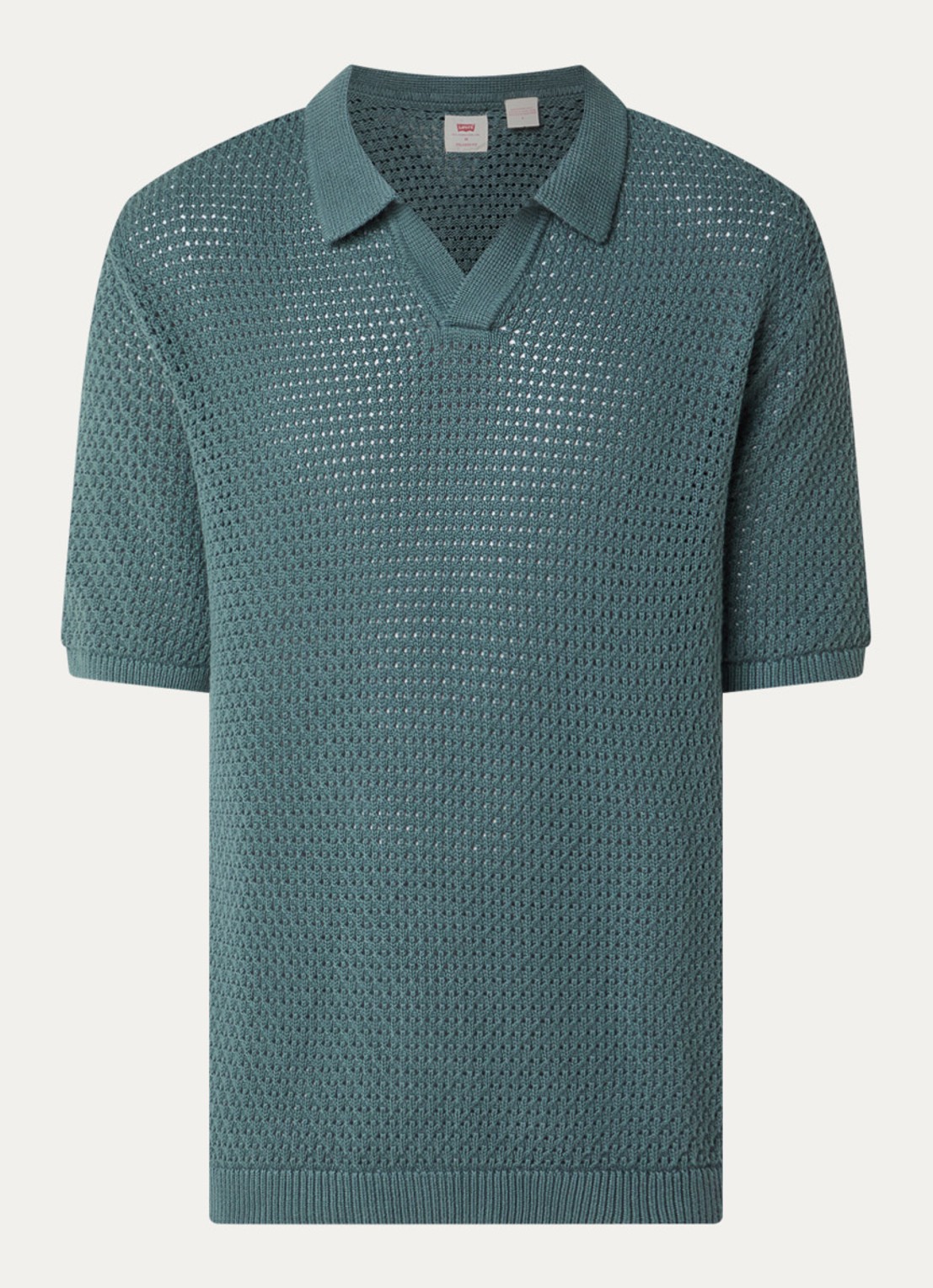 Levi's Regular fit polo met V-hals - voorkant staalblauw