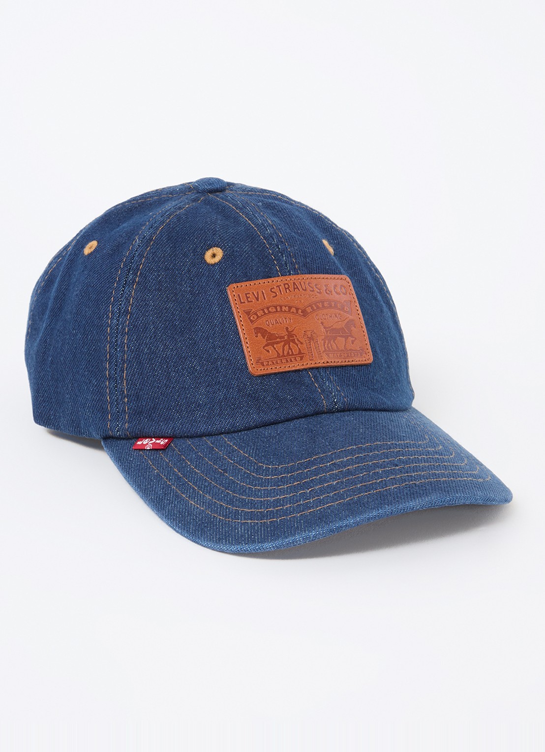 Levi's Relaxed Dad pet van denim met logo - voorkant indigo