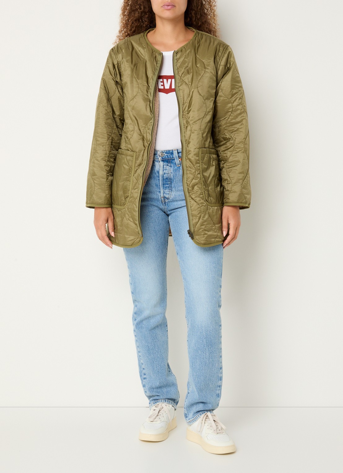 Levi's Reversible gewatteerde parka - voorkant 4 olijfgroen