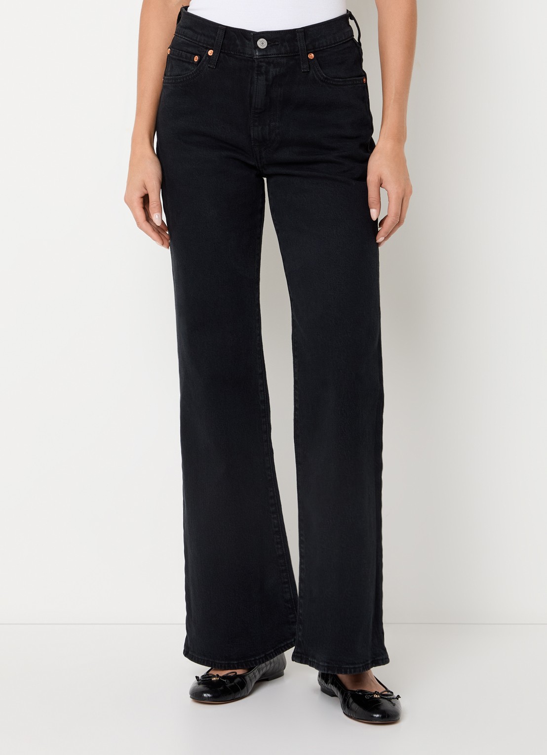 Levi's Ribcage high waist flared jeans met gekleurde wassing - detail 3 zwart