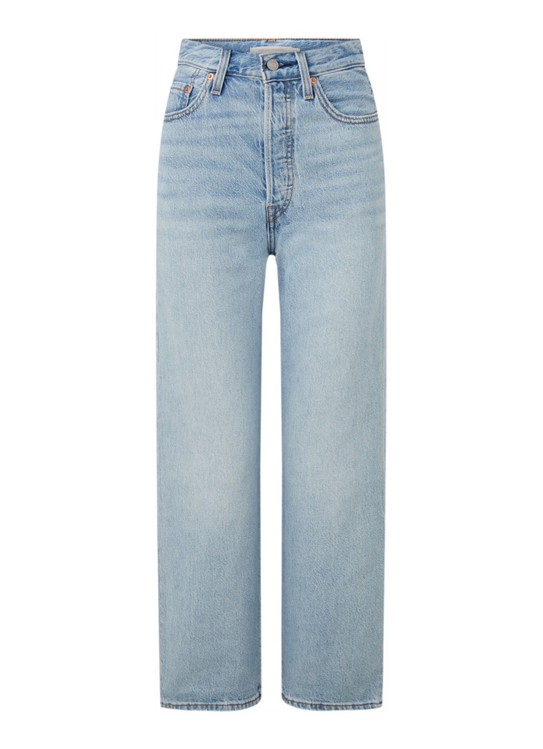 Levi's Ribcage high waist straight leg cropped jeans met lichte wassing - voorkant indigo
