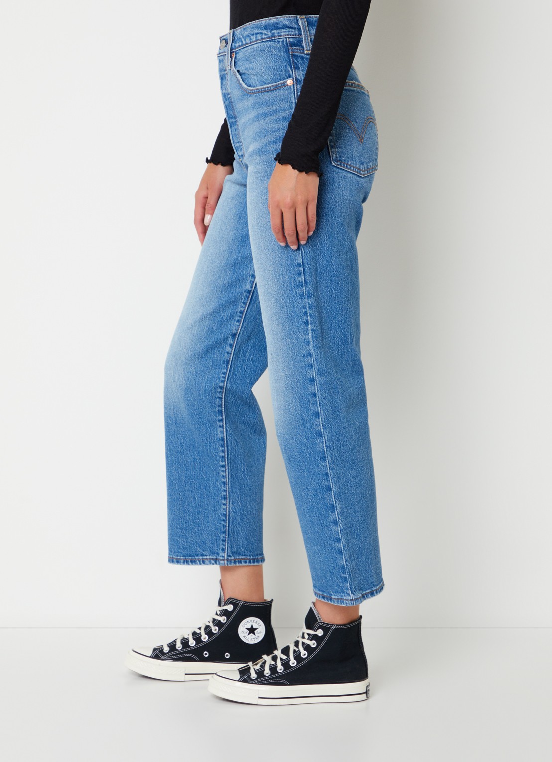 Levi's Ribcage high waist straight leg cropped jeans met medium wassing - detail 4 indigo