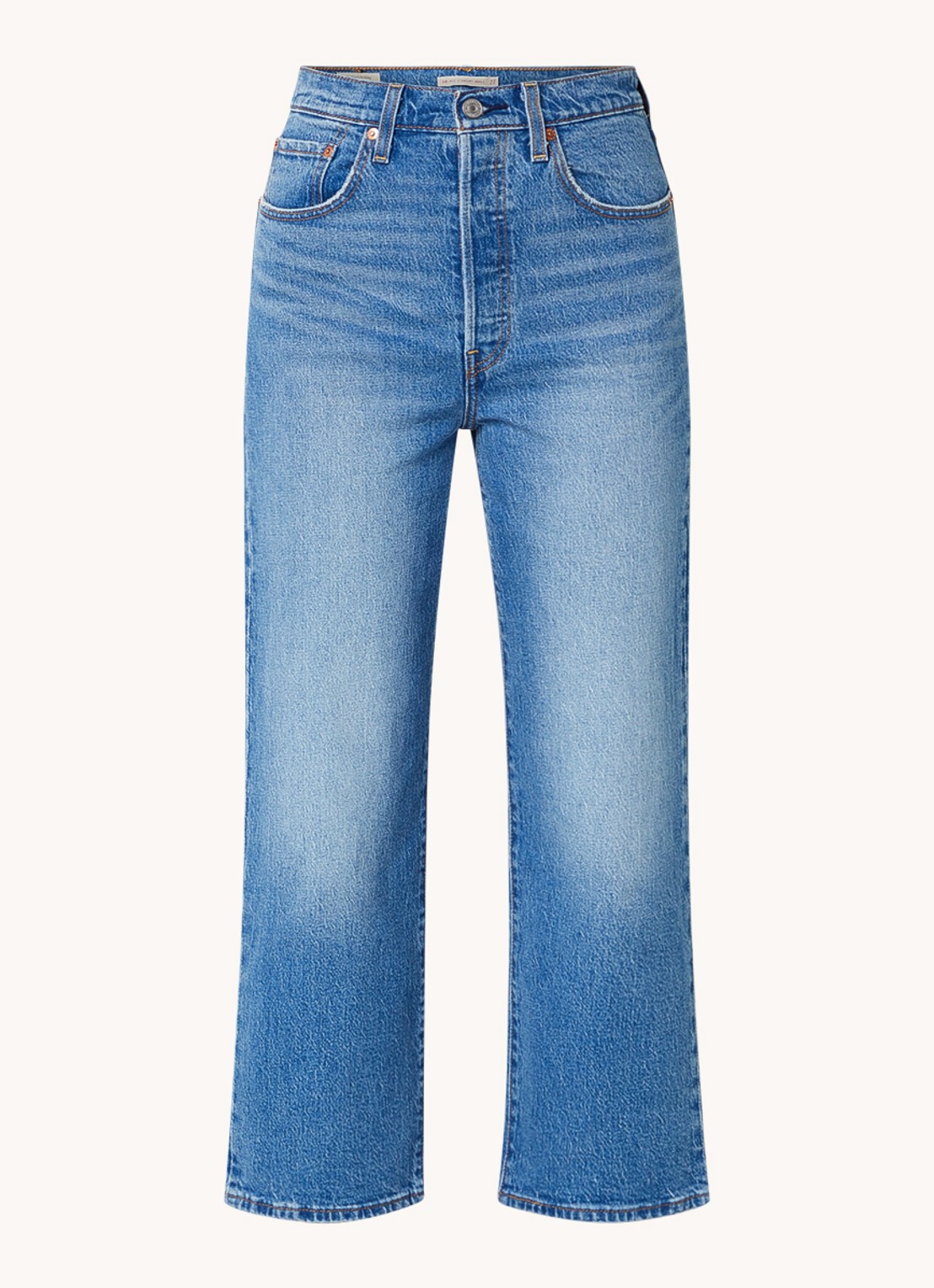 Levi's Ribcage high waist straight leg cropped jeans met medium wassing - voorkant indigo
