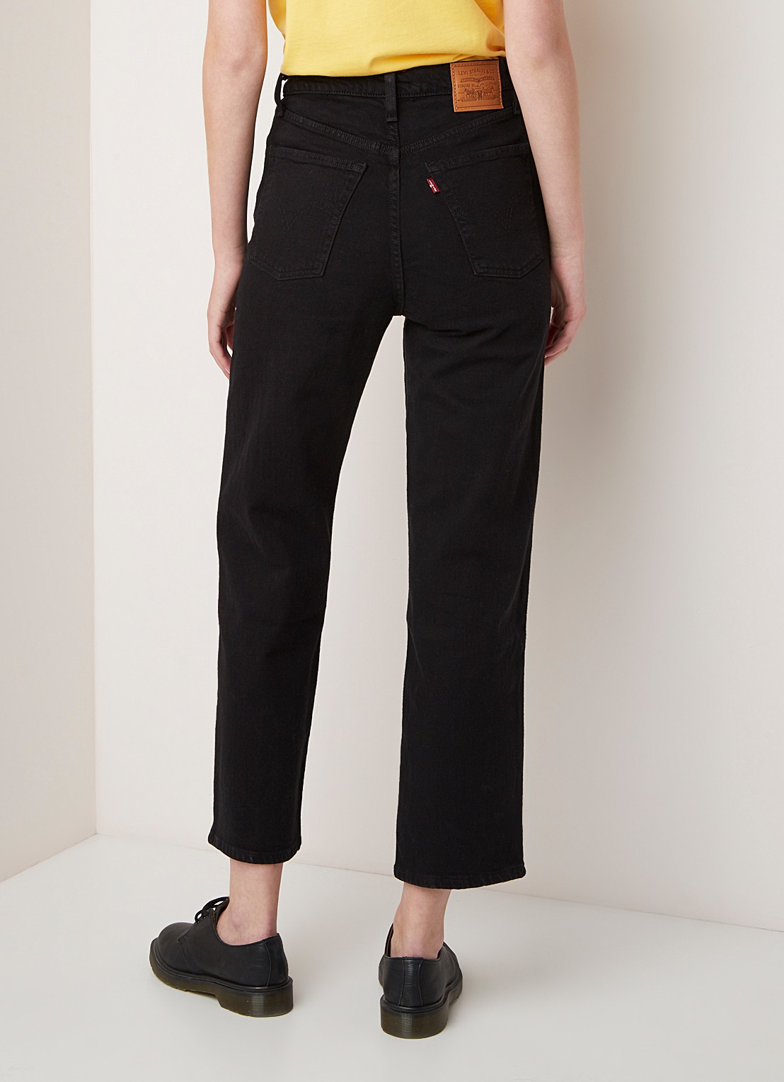 Levi's Ribcage high waist straight leg cropped jeans - achterkant 3 zwart