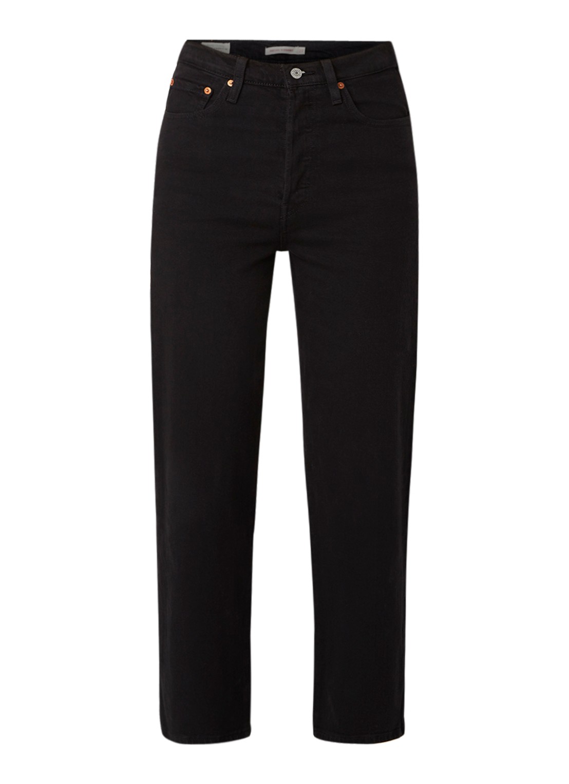 Levi's Ribcage high waist straight leg cropped jeans - voorkant zwart