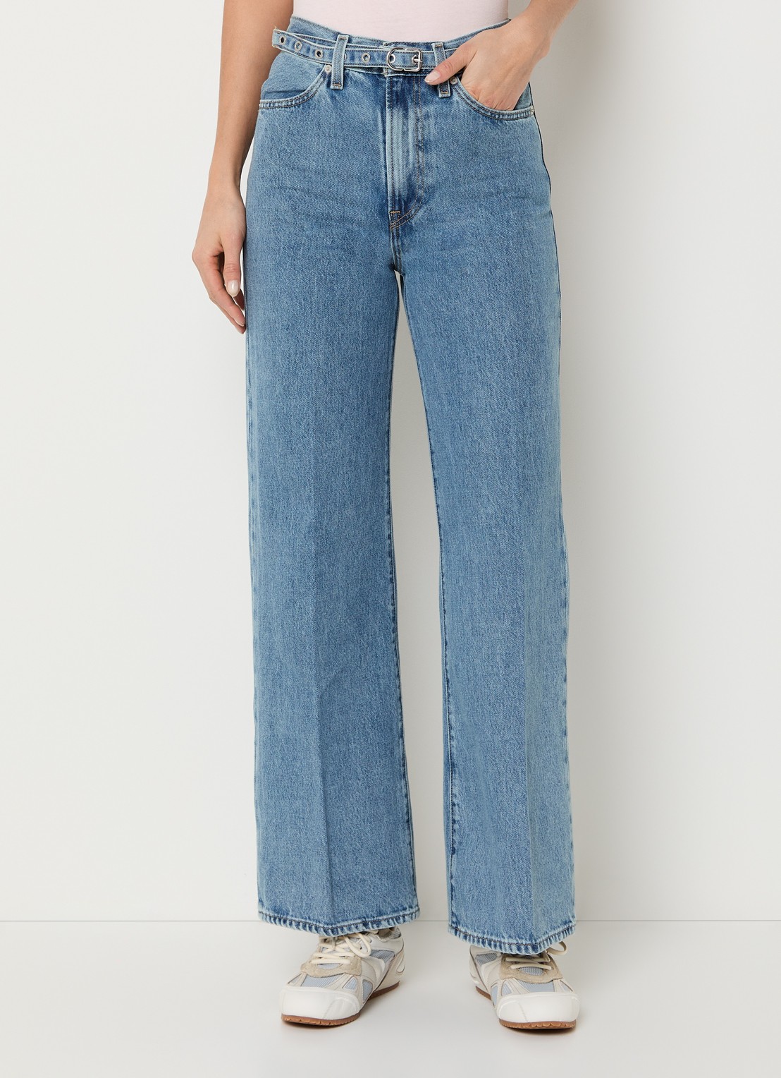 Levi's Ribcage high waist wide jeans met medium wassing - detail 4 indigo