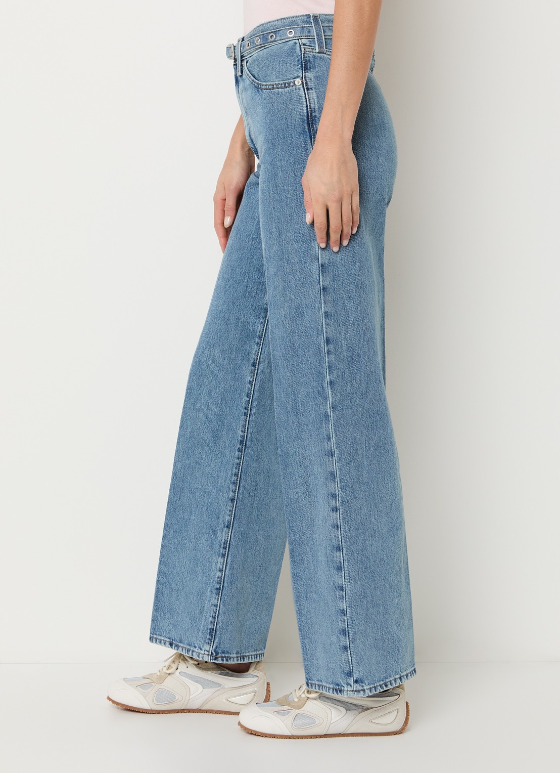 Levi's Ribcage high waist wide jeans met medium wassing - detail 5 indigo