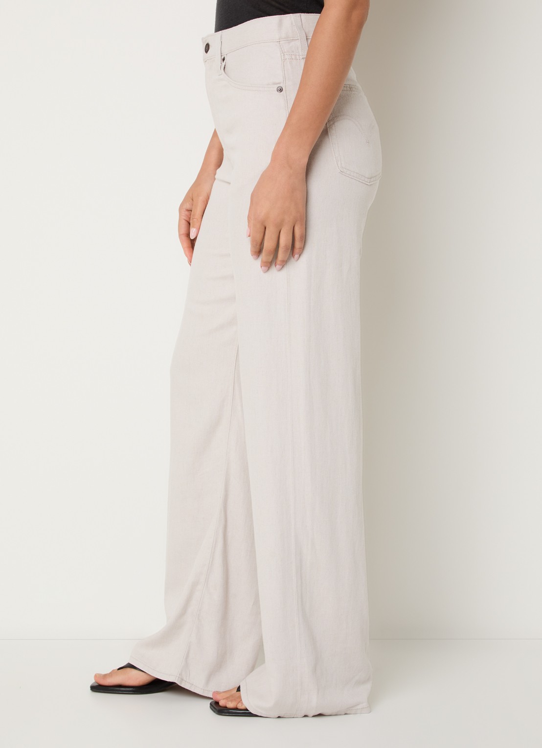 Levi's Ribcage high waist wide leg jeans in linnenblend - detail 5 lichtgrijs