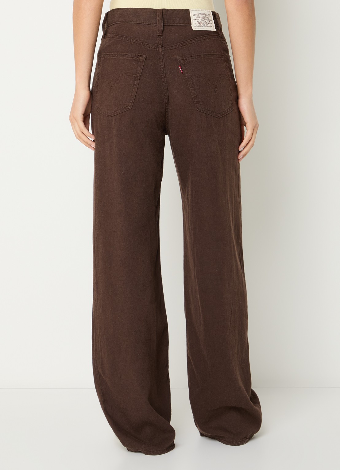 Levi's Ribcage high waist wide leg jeans in linnenblend - achterkant 5 donkerbruin